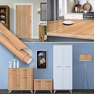 Açık Ahşap Görünümlü Yapışkanlı Folyo 0129 45 cm ve 90 cm Rulo Çeşitleri Dekoros'ta. Suya Dayanıklı Yapışkan Kaplama Folyosu için Tıkla.