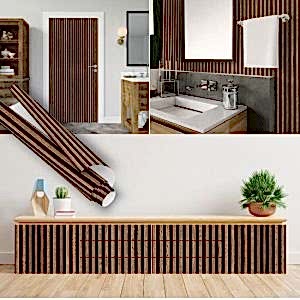 Ahşap Lambri Panel Görünümlü Yapışkanlı Folyo 0149 45 cm ve 90 cm Rulo Çeşitleri Dekoros'ta. Tezgah, Banyo, Duvar ve Masa Kaplamaya Uygun. Şimdi Tıkla.