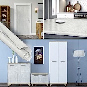 Beyaz Ahşap Görünümlü Yapışkanlı Folyo Kaplama 0119 45 cm ve 90 cm Rulo Çeşitleri Dekoros'ta. Suya Dayanıklı Yapışkan Duvar Kaplama Folyosu için Tıkla.