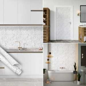 Beyaz Siyah Noktalı Yapışkanlı Folyo, 45 cm ve 90 cm PVC Rulo Çeşitleri Dekoros'ta. Suya Dayanıklı Mutfak Duvar ve Yüzey Kaplama Folyosu Hemen Satın Al.