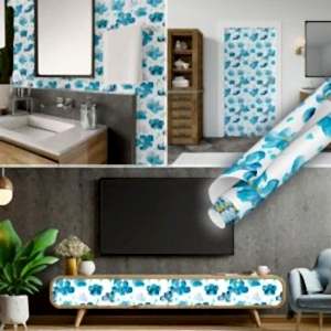 Pastel Mavi Çiçekler Yapışkanlı Folyo 45 cm ve 90 cm Rulo Çeşitleri Dekoros'ta! Kendinden Yapışkanlı, Desen Takipli, Kaplama Folyoları için Hemen Tıkla!