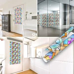 Renkli Geometrik Desenli Şeffaf Yapışkanlı Folyo 45 cm ve 90 cm Rulo Çeşitleri Dekoros'ta! Kendinden Yapışkanlı, Ofis Cam Kaplama Folyoları için Tıklayın!