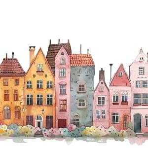 Sevimli Evler Duvar Kağıdı, Şehir Desenli Duvar Kağıtları Modelleri ve Fiyatları Dekoros'da. Tüm Türkiye'ye Poster Duvar Kağıdı Gönderilir. Tutkal Hediye!