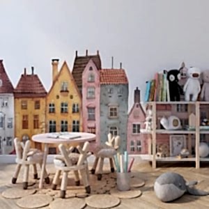 Sevimli Evler Duvar Kağıdı, Şehir Desenli Duvar Kağıtları Modelleri ve Fiyatları Dekoros'da. Tüm Türkiye'ye Poster Duvar Kağıdı Gönderilir. Tutkal Hediye!